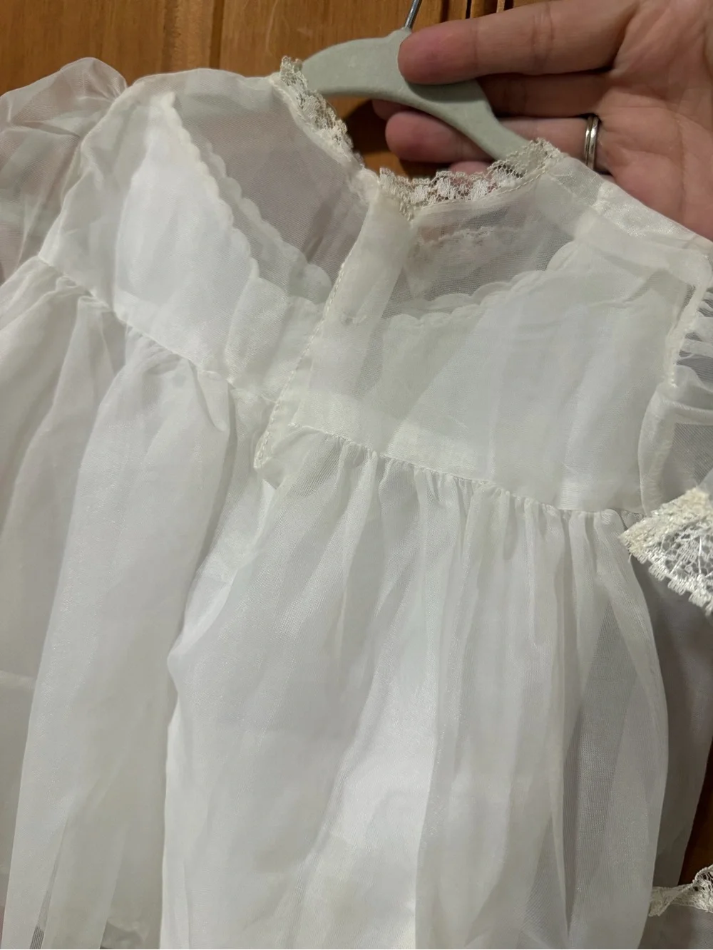 Vintage 1960s 4pc Ivory Lace Baby Christening Dress with Matching Bonnet